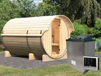 Karibu Fass - Sauna 3 42 mm inkl. 9-kW-Ofen - Saunahaus