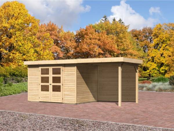 Karibu Gartenhaus Jever 4 mit Anbaudach 2,4 Meter-Rückwand Karibu Gartenhaus Jever 4 mit Anbaudach 2,4 Meter-Rückwand