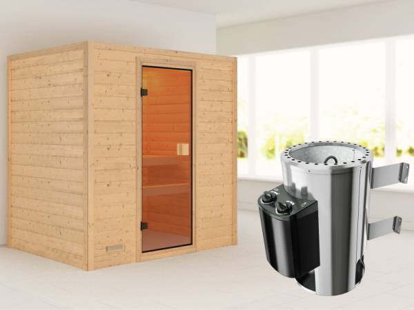 Ronja - Karibu Sauna Plug & Play inkl. 3,6 kW-Ofen - ohne Dachkranz -