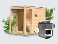 Osb smart choice Saunahaus Patio 1, 38 mm naturbelassen -inkl. 9 kW Bioofen ext. Steuerung- inkl. Dacheindeckung und Fußboden