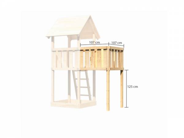 Akubi Spielturm Danny Satteldach + Rutsche blau + Doppelschaukel + Anbauplattform + Kletterwand