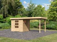 Karibu Woodfeeling Gartenhaus Oburg 2 natur mit Anbaudach 2,8 Meter