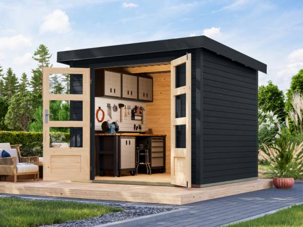 Karibu Hybrid Gartenhaus Jupiter 3 C anthrazit/anthrazit