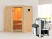 Nanja - Karibu Sauna Plug & Play inkl. 3,6 kW-Ofen - ohne Dachkranz -