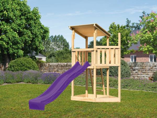Akubi Spielturm Anna + Rutsche violett + Schiffsanbau oben Akubi Spielturm Anna + Rutsche violett + Schiffsanbau oben