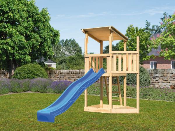 Akubi Spielturm Anna + Rutsche blau + Schiffsanbau oben Akubi Spielturm Anna + Rutsche blau + Schiffsanbau oben