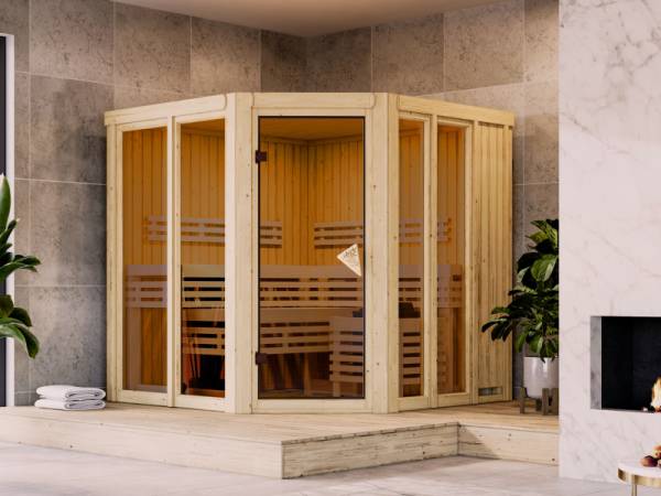 Karibu Sauna Airi, ohne Ofen - ohne Dachkranz - Karibu Sauna Airi, ohne Ofen - ohne Dachkranz -