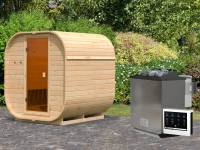 Karibu Fasssauna Quadro 1, inkl. 9 kW Bioofen ext. Steuerung - 38 mm