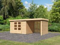 Karibu Woodfeeling Gartenhaus Askola 5 mit Anbaudach 2,4 m, Lamellenwänden
