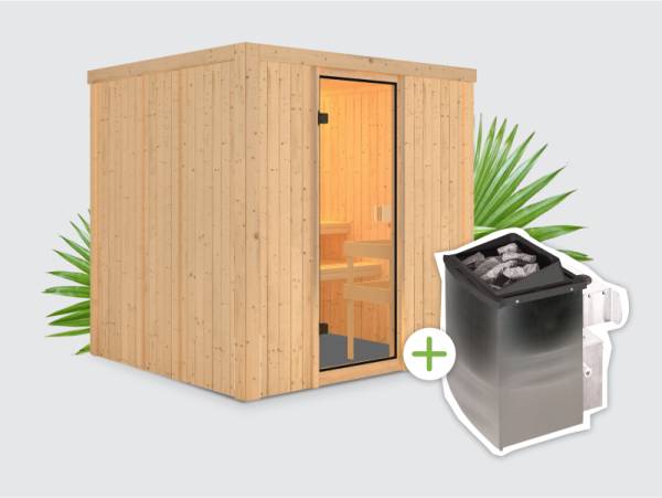 Osb smart choice Sauna Bonke inkl. 9 kW Ofen integr. Steuerung, mit klassischer Saunatür