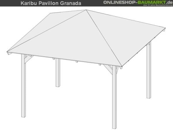 Karibu 4-Eck Pavillon Eco Granada Sparset inkl. Schindeln