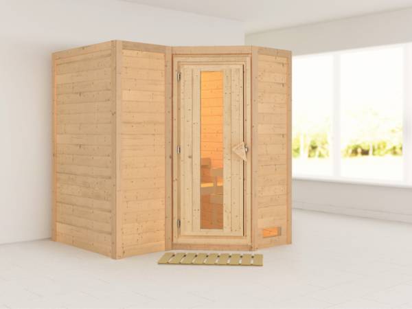 Karibu Sauna Sahib 1 ohne Ofen, ohne Dachkranz, mit energiesparender Saunatür Karibu Sauna Sahib 1 ohne Ofen, ohne Dachkranz, mit energiesparender Saunatür
