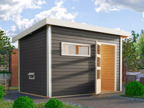 Karibu Aktionssaunahaus Erik 2 38 mm mit 9 kW BIO-Ofen ext. Strg. terragrau Karibu Aktionssaunahaus Erik 2 38 mm mit 9 kW BIO-Ofen ext. Strg. terragrau