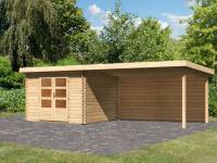 Karibu Woodfeeling Gartenhaus Bastrup 5 mit Anbaudach 4 Meter inkl. Rückwand