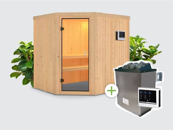 OSB smart choice Sauna Badillo inkl. 9 kW Ofen ext. Steuerung, mit klassischer Saunatür
