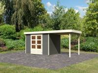 Karibu Woodfeeling Gartenhaus Askola 5 mit Anbaudach 2,40 Meter terragrau