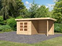 Karibu Woodfeeling Gartenhaus Kandern 2 natur mit Anbaudach 2,35 m inkl. Rückwand