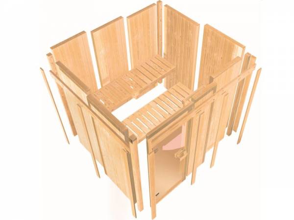 Karibu Woodfeeling Sauna Bodo- klassische Saunatür- 4,5 kW Ofen integr. Strg
