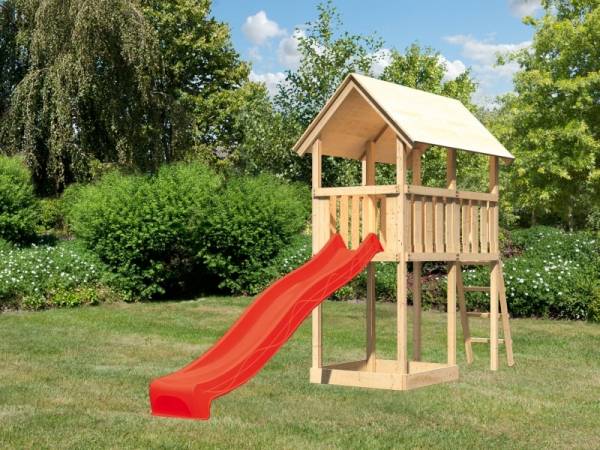 Akubi Spielturm Danny mit Rutsche in rot Akubi Spielturm Danny mit Rutsche in rot
