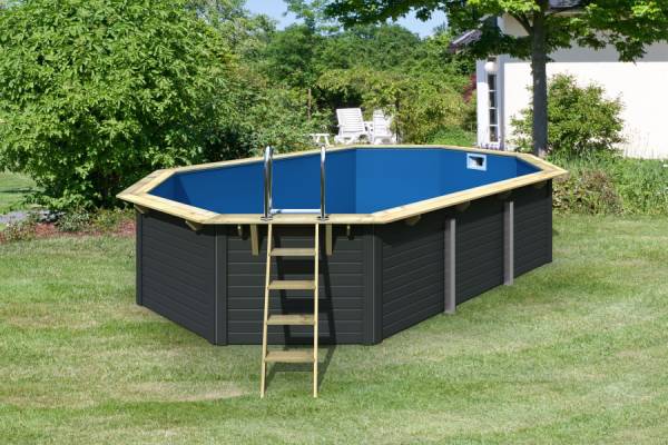 Karibu Pool Modell 4 X anthrazit - Folie Blau Karibu Pool Modell 4 X anthrazit - Folie Blau