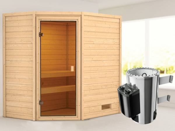 Karibu Woodfeeling Sauna Jella mit 3,6 kW Ofen integr. Strg 38 mm Karibu Woodfeeling Sauna Jella mit 3,6 kW Ofen integr. Strg 38 mm