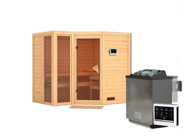Amara - Karibu Sauna inkl. 9-kW-Bioofen - ohne Dachkranz -